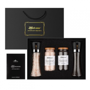 웰세스 WG-244 히말라야 핑크소금 블랙페퍼 통후추 그라인더 선물세트