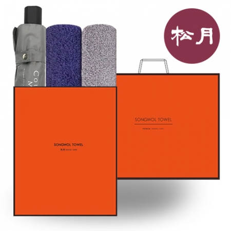 송월 프리미엄 O.G 우산& 타올 3매 세트2 (CM 3단 폰지 우산 1P+SWU 플레르 40수 타올 2P) #2