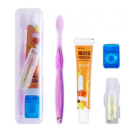 여행용국산 칫솔치약세트 6호(페리오치약+미세모칫솔+치실+치간칫솔2p) #3