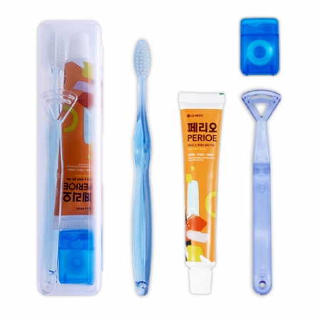 여행용칫솔치약세트 5호 (페리오치약+국산미세모칫솔+혀클리너+치실) #2