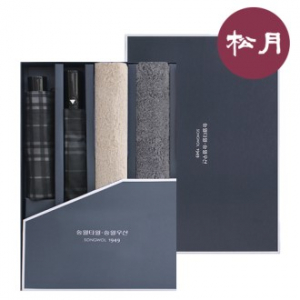 송월 프리미엄 우산+타올 4매입 세트4- 베이직 (SWU 2단 모던체크 우산 1개 + SWU 3단 모던체크 우산 1개 + 호텔수건 플레르 40수 2매 + SWU 콤보 케이스)