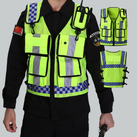 무전기 메쉬 체크 안전조끼, 교통 조끼 현장 조끼 찍찍이 인쇄 #2