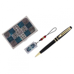 워터펜 블랙+창살문 그린 자개 명함케이스+자개 USB 3종