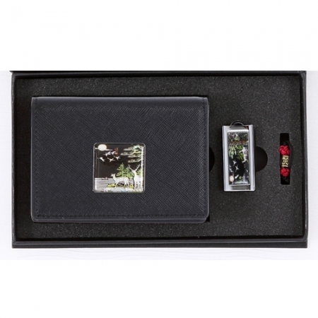 채색십장생 자개소가죽 명함지갑+자개 USB #2