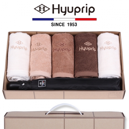협립 호텔타올 5P 40수 + 2단 65 암막 고밀도 우산 1P 우양산 타올 세트 #2