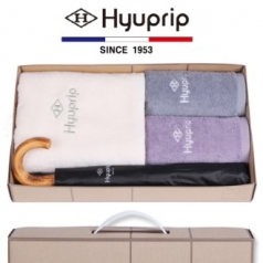 협립 코마 바스타올 1P + 세면타올 2P + 2단 암막 원목 곡자 우산 1P - 우산 타올 세트