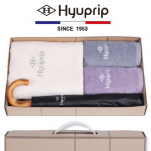 협립 코마 바스타올 1P + 세면타올 2P + 2단 암막 원목 곡자 우산 1P - 우산 타올 세트