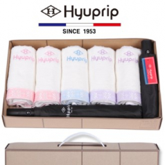 협립 눈꽃 타올 5P + 2단 심플 우산 1P + 3단 모던완전 자동우산 1P- 우산 타올 세트