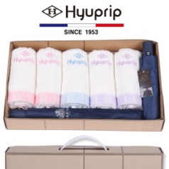 협립 눈꽃 타올 5P + 가르시아2단 심플 우산 1P + 3단 심플 수동우산 1P- 우산 타올 세트