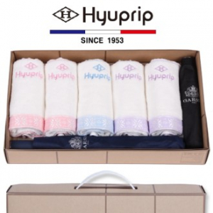 협립 눈꽃 타올 5P + 가르시아 2단 심플 우산 1P + 3단 심플 수동우산 1P- 우산 타올 세트