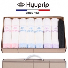 협립 눈꽃 타올 7P + 3단 58 카본 암막 수동우산 1P- 우양산 타올 세트