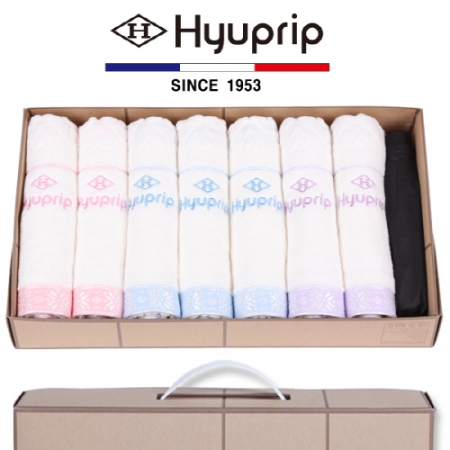 협립 눈꽃 타올 7P + 3단 58 카본 수동우산 1P- 우산 타올 세트 #2