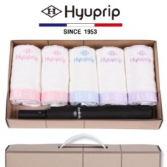 협립 눈꽃 타올 5P + 2단 심플 자동우산 1P- 우산 타올 세트