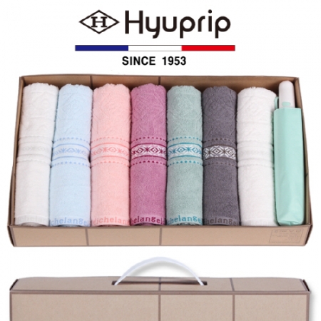 마시멜로 타올 7P 세트 + 3단 암막 야옹이 완전 자동우산 1P- 우양산 타올 세트 #2