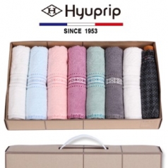 마시멜로 타올 7P 세트 + 3단 클래식 실버 원목손 수동우산 1P 우산 타올 세트