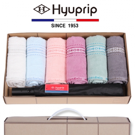 마시멜로 타올 6P 세트 + 2단 늄 울트라 고밀도 우산 1P- 우산 타올 세트 #2