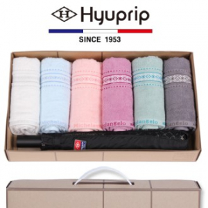 마시멜로 타올 6P 세트 + 2단 커넥션 우산 1P- 우산 타올 세트