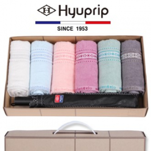 마시멜로 타올 6P 세트 + 2단 엠보 우산 1P- 우산 타올 세트