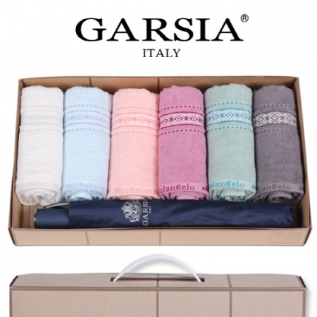 마시멜로 타올 6P 세트 + 가르시아 2단 심플 우산 1P- 우산 타올 세트 #2