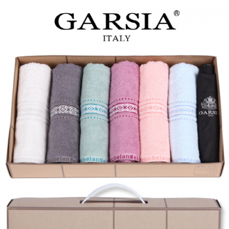 마시멜로 타올 6P 세트 + 가르시아 3단 심플 수동 우산 1P- 우산 타올 세트 #2