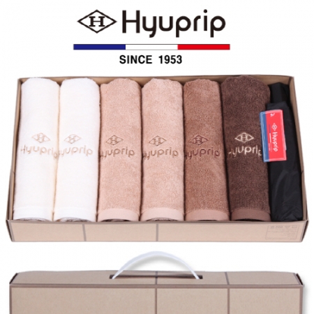 협립 40수 호텔타올 6P + 3단 VIP 초고밀도 수동우산 1P - 우산 타올 세트 #2