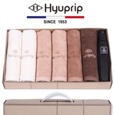협립 40수 호텔타올 6P + 3단 암막 고밀도 수동우산 1P- 우양산 타올 세트
