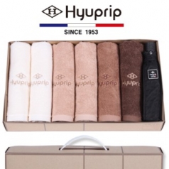 협립 40수 호텔타올 6P + 3단 암막 커넥션 완전 자동우산 1P - 우양산 타올 세트