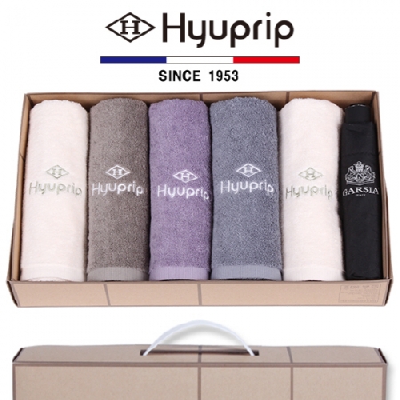 협립 호텔 코마 타올 5P + 가르시아 3단 심플 수동우산 1P - 우산 타올 세트 #2