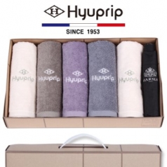 협립 호텔 코마 타올 5P + 가르시아 3단 심플 수동우산 1P - 우산 타올 세트
