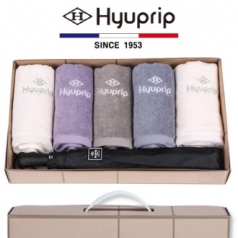 협립 호텔 코마 타올 5P + 2단 암막 고밀도 완전 자동우산 1P- 우산 타올 세트