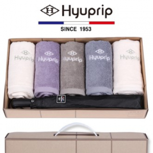 협립 호텔 코마 타올 5P + 2단 암막 고밀도 완전 자동우산 1P- 우산 타올 세트