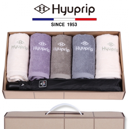 협립 호텔 코마 타올 5P + 2단 65 암막 고밀도 우산 1P 우산 타올 세트 #2