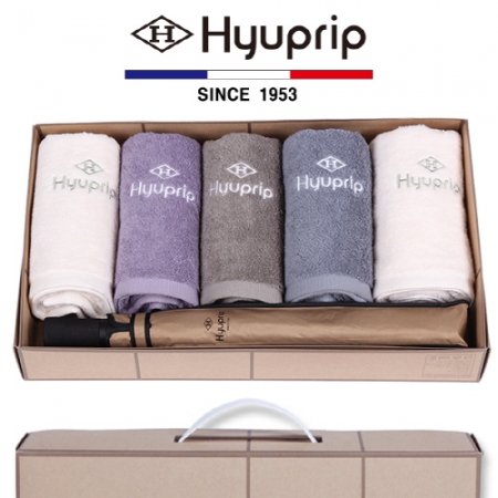 협립 호텔 코마 타올 5P + 2단 암막 늄 우산 1P - 우산 타올 세트 #2