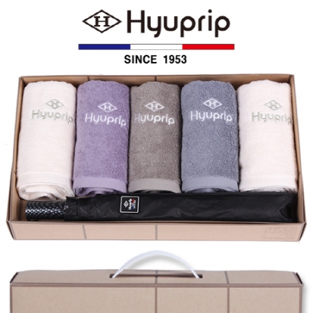 협립 호텔 코마 타올 5P + 2단 암막 고밀도 커넥션 우산 1P- 우산 타올 세트 #2