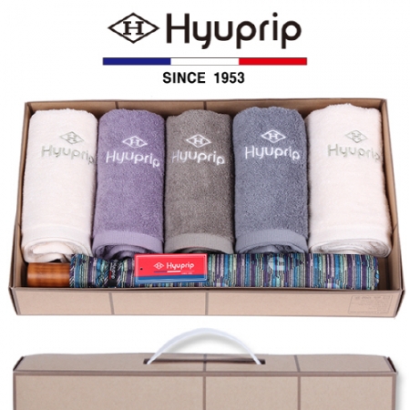 협립 호텔 코마 타올 5P + 2단 멀티 원목 우산 1P - 우산 타올 세트 #2