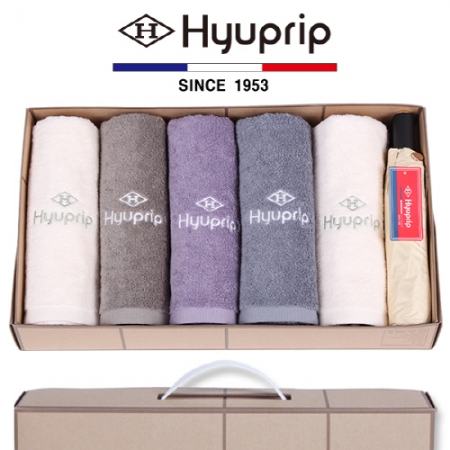 협립 호텔 코마 타올 5P +3단 암막 골든베이지 수동 1P - 우양산 타올세트 #2