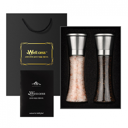 웰세스 WG-242S 히말라야 핑크솔트 블랙페퍼 그라인더 선물세트[핑크소금 굵은입자 240G, 통후추 110G] #2