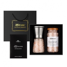 웰세스 WG-201S 히말라야 핑크솔트 그라인더 선물세트[핑크소금 굵은입자 200G, 리필 300G]