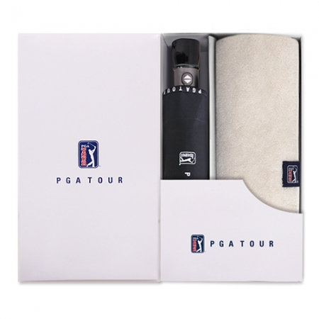 PGA 3단 완전 자동 로고 바이어스 우산 + 200g 코마사 타올 세트 #2