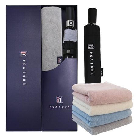 PGA 3단 완전 자동 리플렉티브 안전 우산 + 200g 코마사 타올 세트 #2
