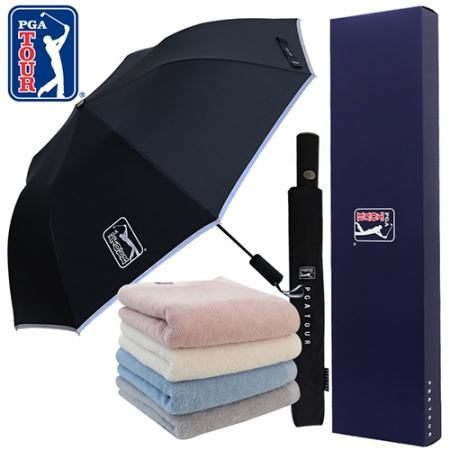 PGA 2단 자동 리플렉티브 안전 우산 + 200g 코마사 타올 세트 #2