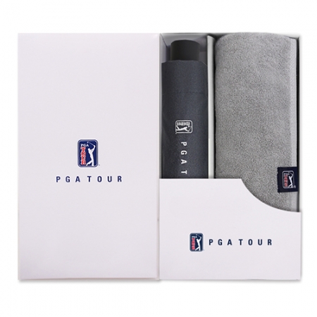 PGA 3단 수동 블랙메탈 우산 + 200g 코마사 타올 세트 #2