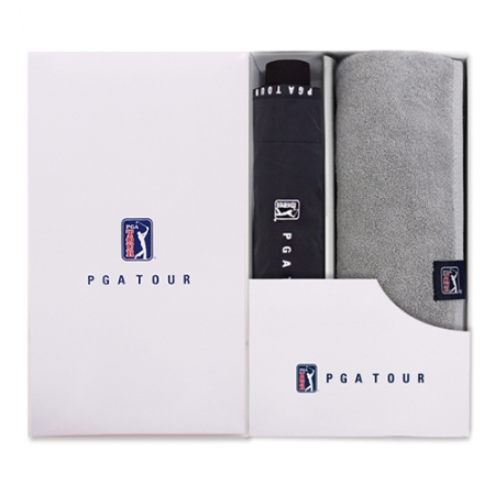 PGA 3단 수동 로고 바이어스 우산 + 200g 코마사 타올 세트 #2