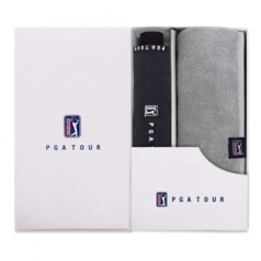 PGA 3단 수동 로고 바이어스 우산 + 200g 코마사 타올 세트
