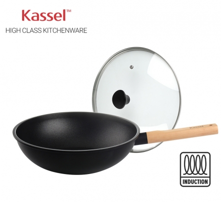 카셀 하이브리드 (Hybrid) 인덕션 (IH) 휠우드 티 타늄 궁중팬 (웍) 28cm +유리뚜껑 28cm #2