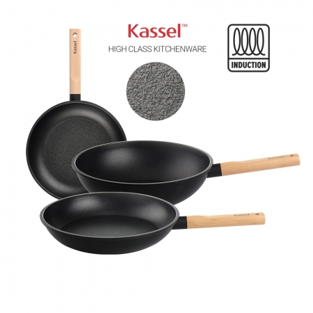 카셀 하이브리드 (Hybrid) 인덕션 (IH) 휠우드 티 타늄 프라이팬 3종A 세트 (프라이팬 24cm +프라이팬 28cm +궁중팬 28cm) #2