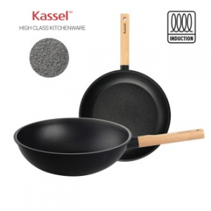카셀 하이브리드 (Hybrid) 인덕션 (IH) 휠우드 티 타늄 프라이팬 2종 B 세트 (프라이팬 28cm+궁중팬 28cm)