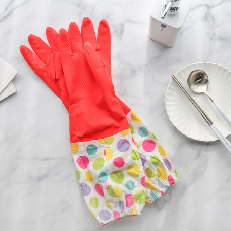 천연 라텍스 도트 기모 고무장갑 롱밴드형 #2