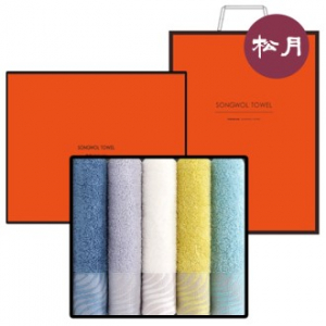 [송월타올]S.V 웨이브 뱀부타올 풀패키지 5매입 세트 + 쇼핑백