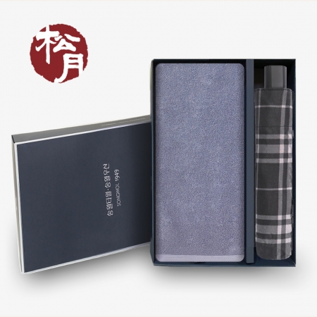 송월 MMC 코마사 160 타올 + 3단 CM 모던체크 우산 2P 세트, 기념수건, 기념선물 #2